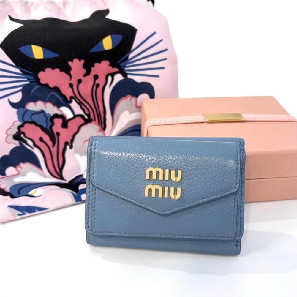 Miu Miu MIUMIU Tri-fold Wallet Compact 5MH021 Light Blue